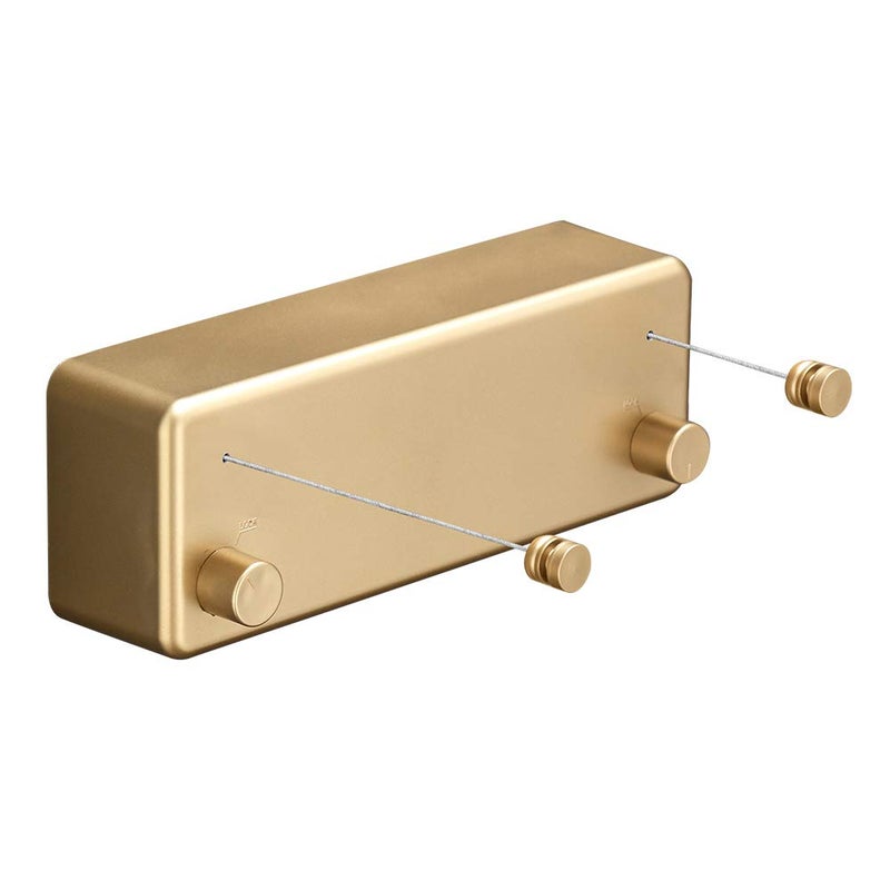 BESy Retractable Clothesline ABS case+Aluminum Dryer with Adjustable Stainless Steel Double Rope String Hotel Style Heavy Duty,Wall Mounted Method, 13.8 Feets,Gold - Image 1